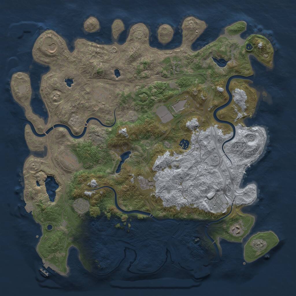 Rust Map: Procedural Map, Size: 4500, Seed: 948044677, 17 Monuments