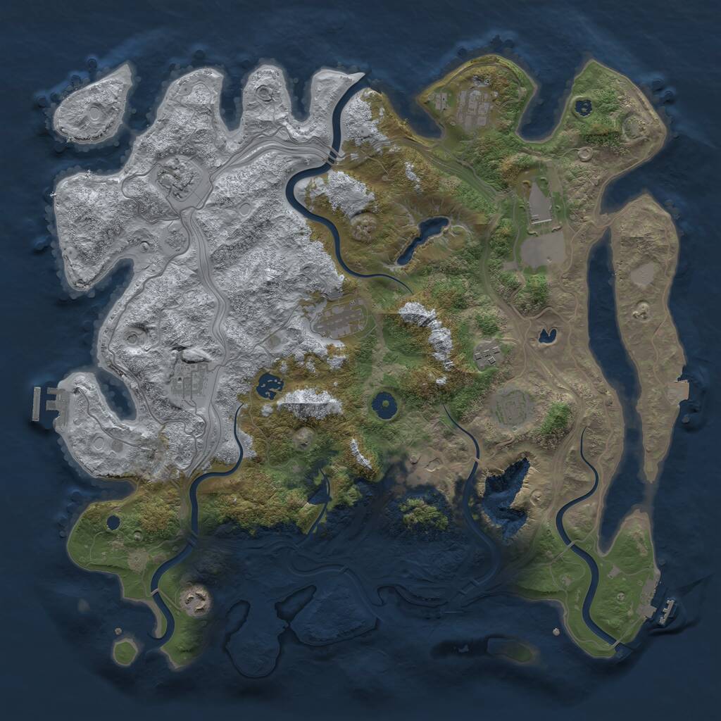 Rust Map: Procedural Map, Size: 4250, Seed: 745266618, 16 Monuments