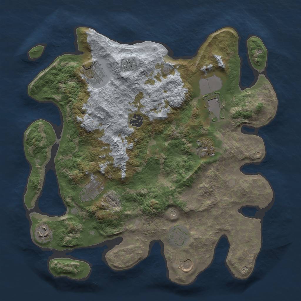 Rust Map: Barren, Size: 3500, Seed: 488484, 12 Monuments