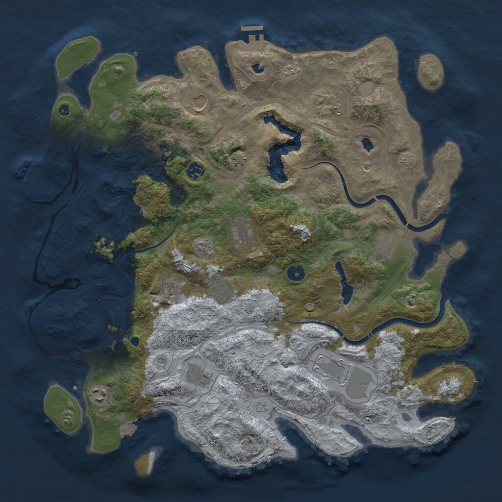 Rust Map: Procedural Map, Size: 4500, Seed: 925064140, 17 Monuments