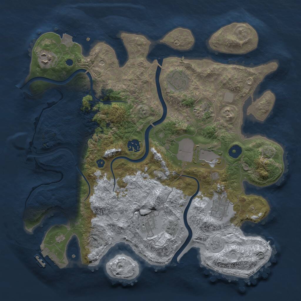 Rust Map: Procedural Map, Size: 3500, Seed: 980310986, 13 Monuments