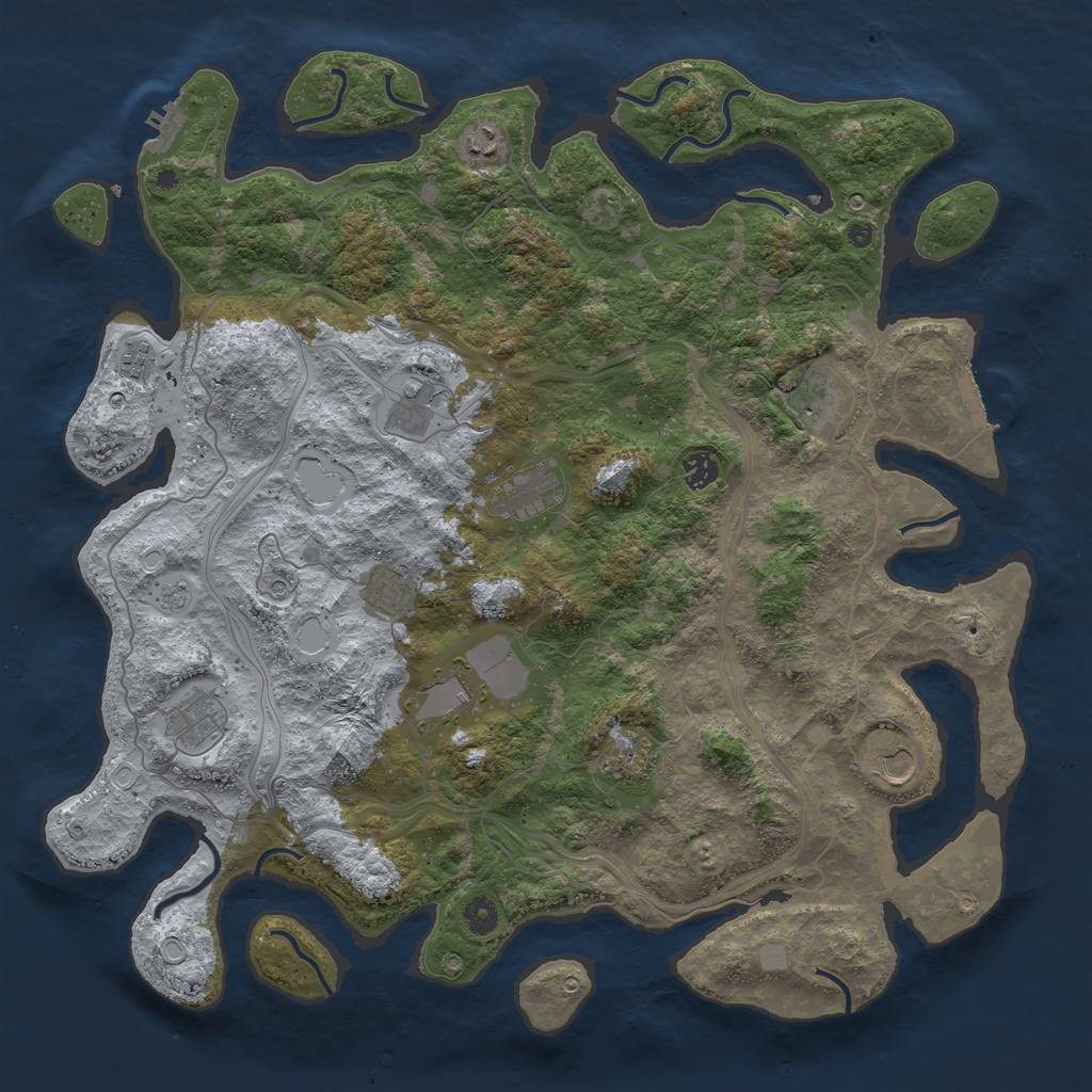 Rust Map: Procedural Map, Size: 4500, Seed: 1110851420, 20 Monuments
