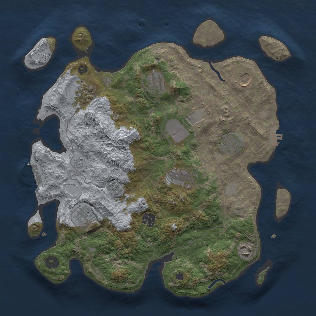 Rust Map: Procedural Map, Size: 3500, Seed: 843430363, 18 Monuments