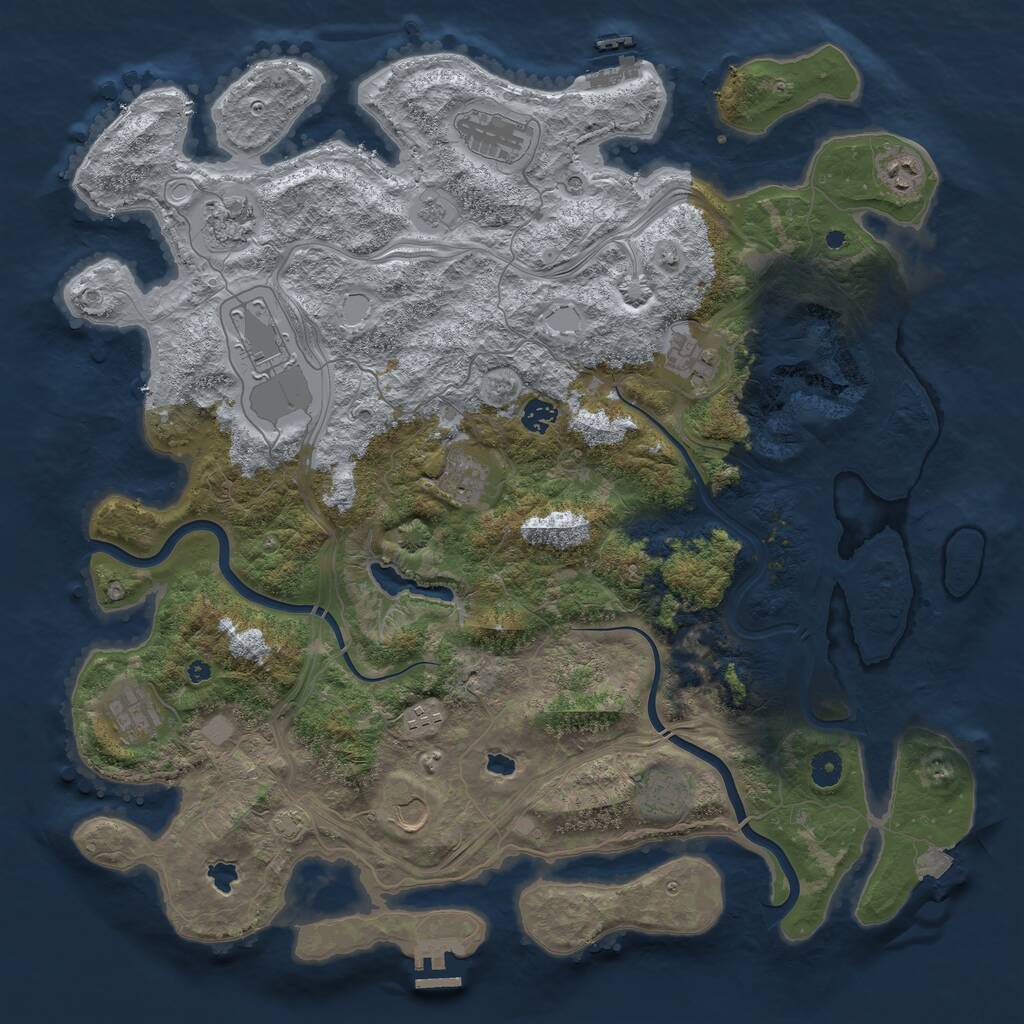 Rust Map: Procedural Map, Size: 4500, Seed: 456985, 17 Monuments