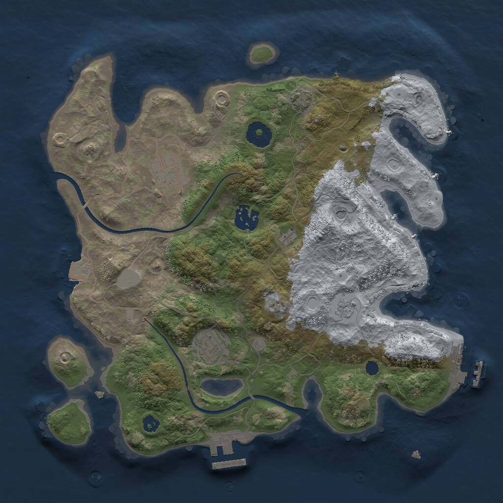 Rust Map: Procedural Map, Size: 3000, Seed: 477074469, 9 Monuments