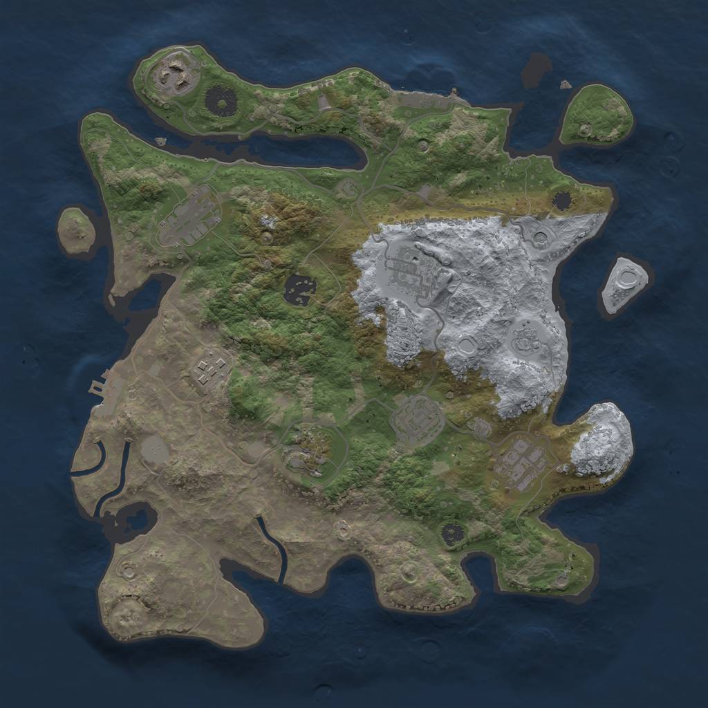 Rust Map: Procedural Map, Size: 3300, Seed: 23025424, 17 Monuments