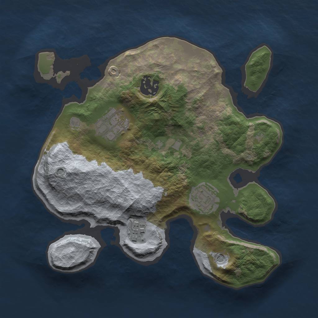 Rust Map: Barren, Size: 2400, Seed: 31107, 7 Monuments