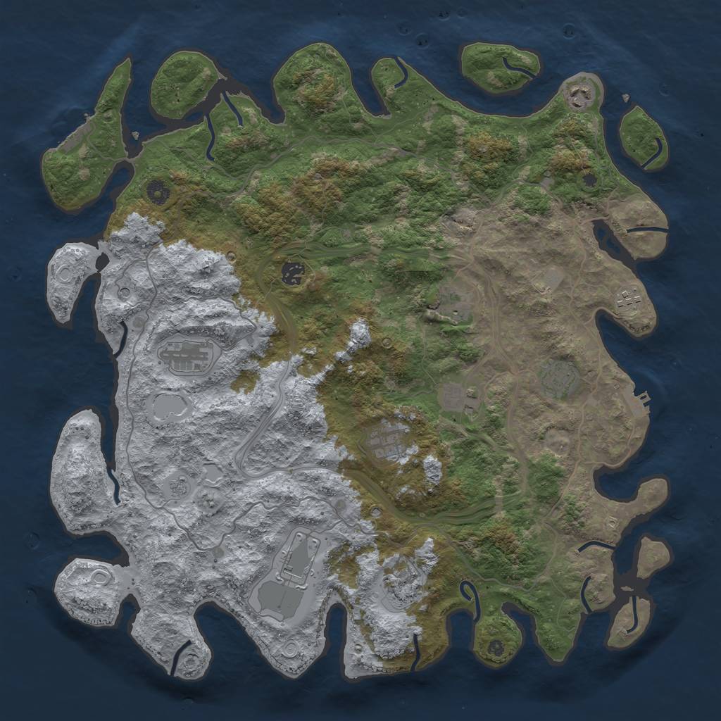 Rust Map: Procedural Map, Size: 4500, Seed: 2024491497, 19 Monuments