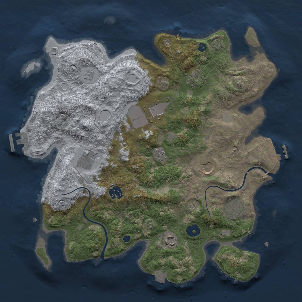 Rust Map: Procedural Map, Size: 3500, Seed: 1709459957, 14 Monuments