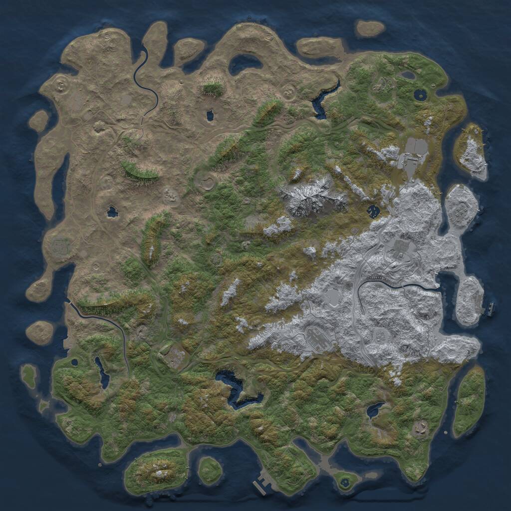 Rust Map: Procedural Map, Size: 6000, Seed: 87413578, 17 Monuments