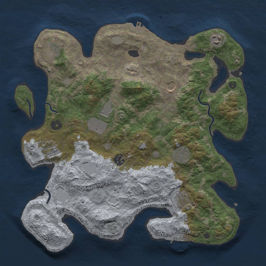 Rust Map: Procedural Map, Size: 3684, Seed: 2147483647, 18 Monuments