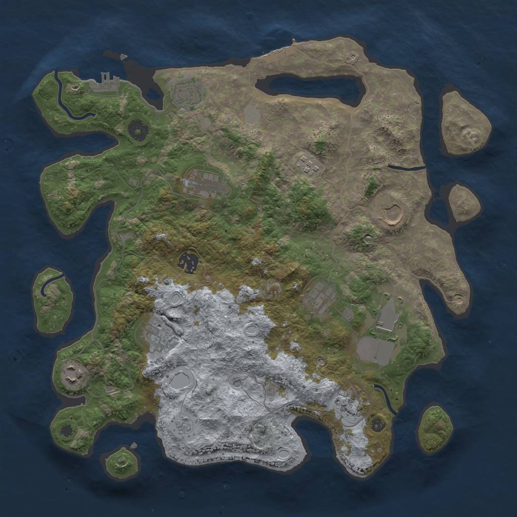 Rust Map: Procedural Map, Size: 3750, Seed: 686339856, 19 Monuments