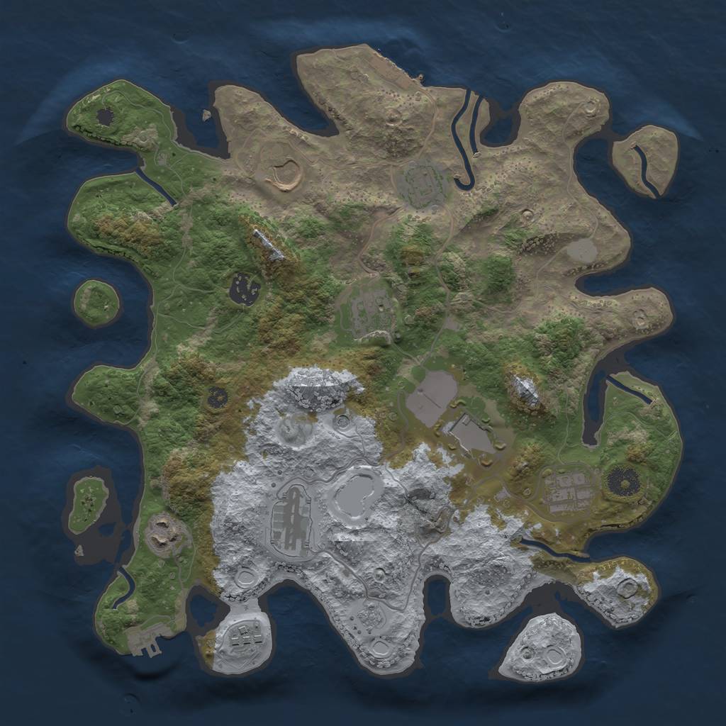 Rust Map: Procedural Map, Size: 3500, Seed: 8422710, 18 Monuments