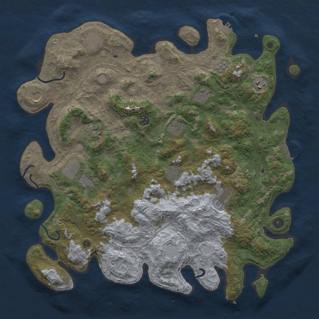 Rust Map: Procedural Map, Size: 4500, Seed: 1368117147, 20 Monuments