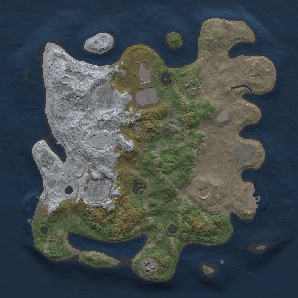 Rust Map: Procedural Map, Size: 3500, Seed: 6715, 18 Monuments