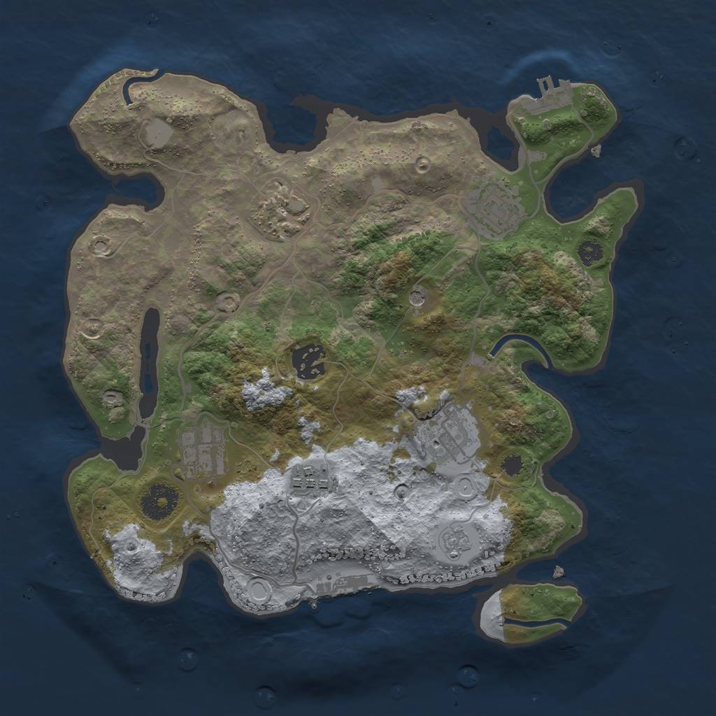 Rust Map: Procedural Map, Size: 3000, Seed: 1640514631, 15 Monuments
