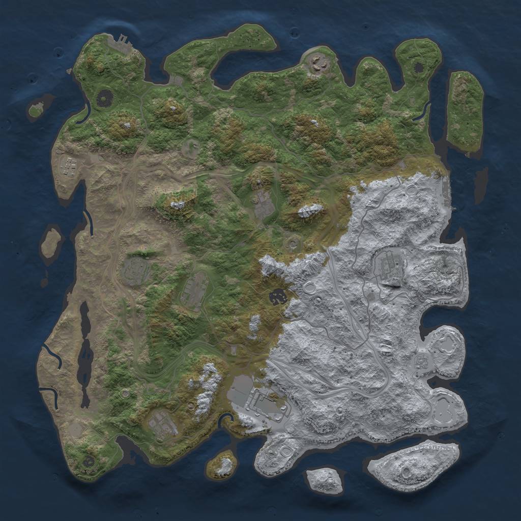 Rust Map: Procedural Map, Size: 4500, Seed: 240886904, 18 Monuments