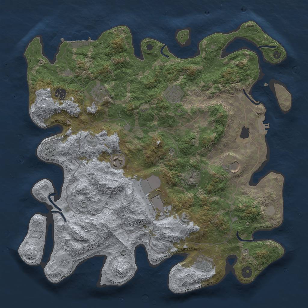 Rust Map: Procedural Map, Size: 4000, Seed: 700840473, 17 Monuments