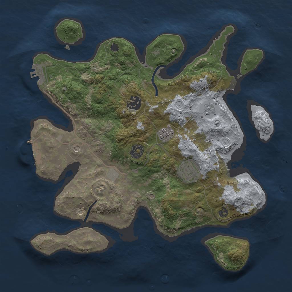 Rust Map: Procedural Map, Size: 3000, Seed: 732491, 12 Monuments