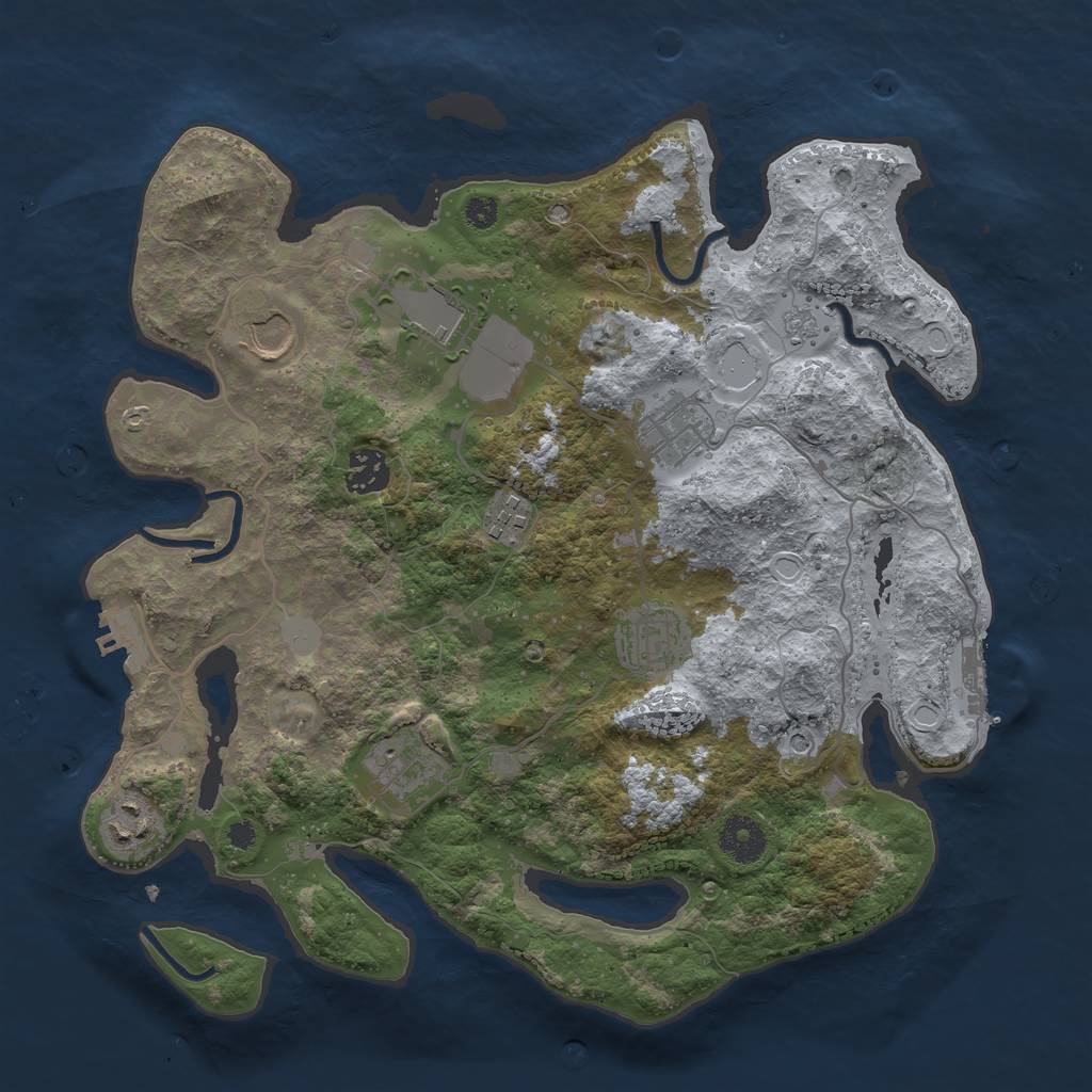 Rust Map: Procedural Map, Size: 3500, Seed: 384238181, 17 Monuments