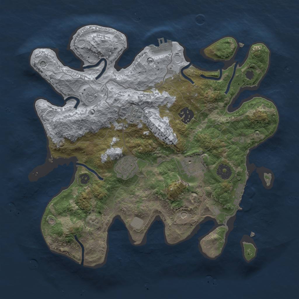 Rust Map: Procedural Map, Size: 3000, Seed: 886380075, 13 Monuments
