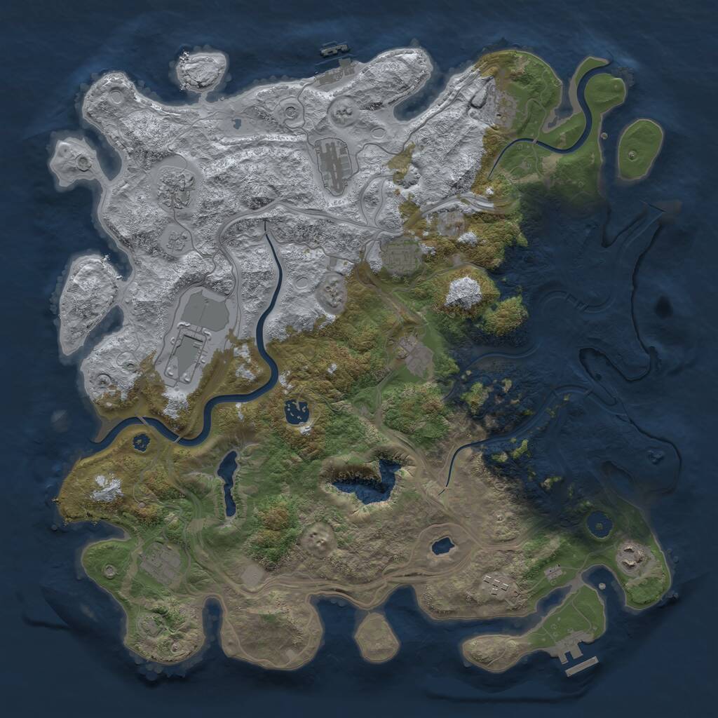 Rust Map: Procedural Map, Size: 4250, Seed: 803694673, 16 Monuments