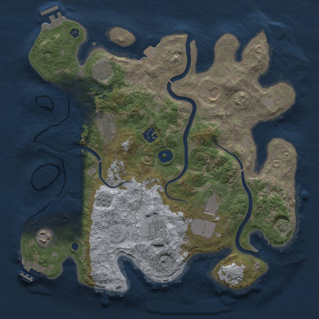 Rust Map: Procedural Map, Size: 3500, Seed: 1175640388, 14 Monuments
