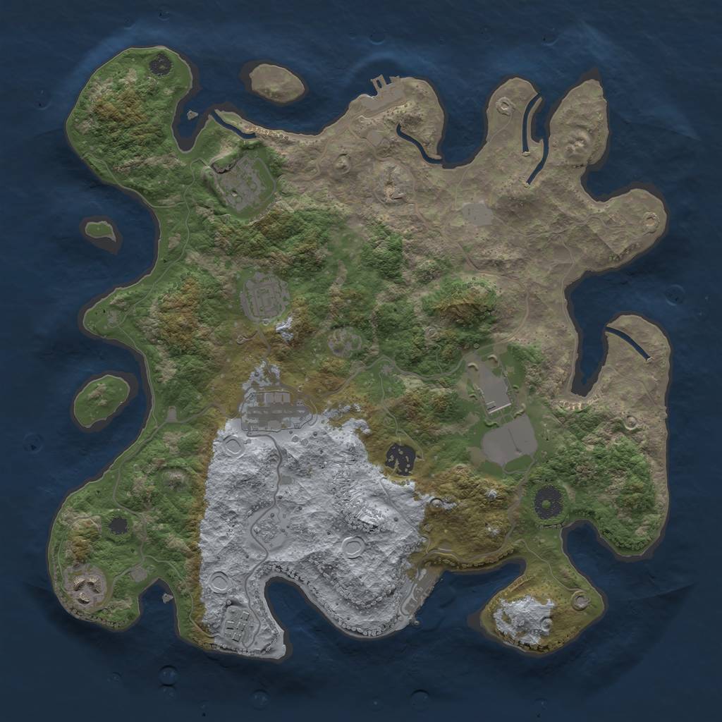 Rust Map: Procedural Map, Size: 3500, Seed: 1175640388, 15 Monuments