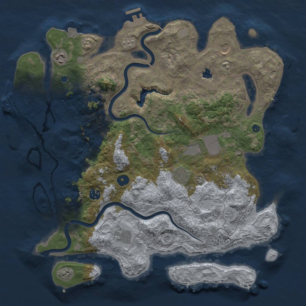 Rust Map: Procedural Map, Size: 4000, Seed: 348238721, 14 Monuments