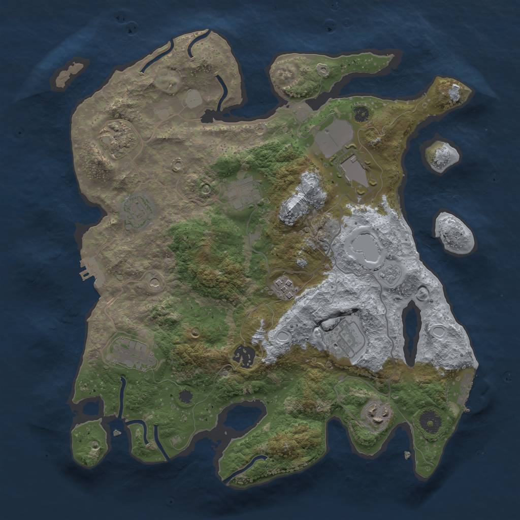 Rust Map: Procedural Map, Size: 3500, Seed: 54327, 18 Monuments