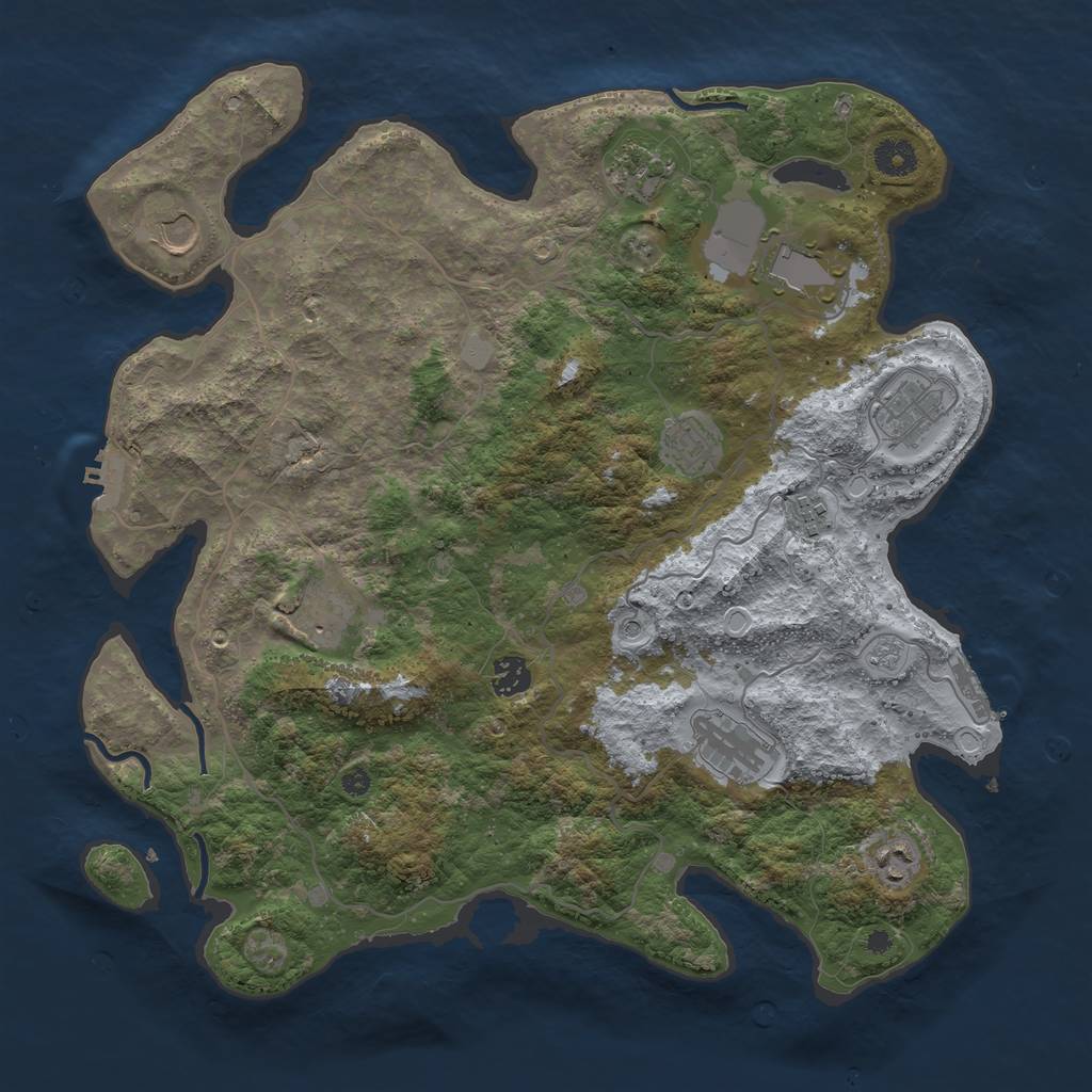 Rust Map: Procedural Map, Size: 4000, Seed: 466663372, 19 Monuments