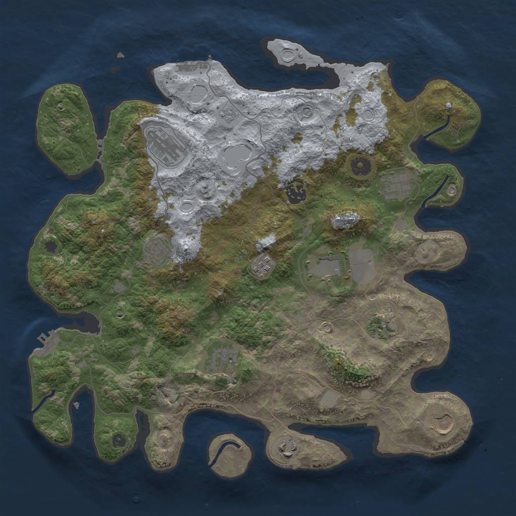 Rust Map: Procedural Map, Size: 3850, Seed: 28386177, 19 Monuments