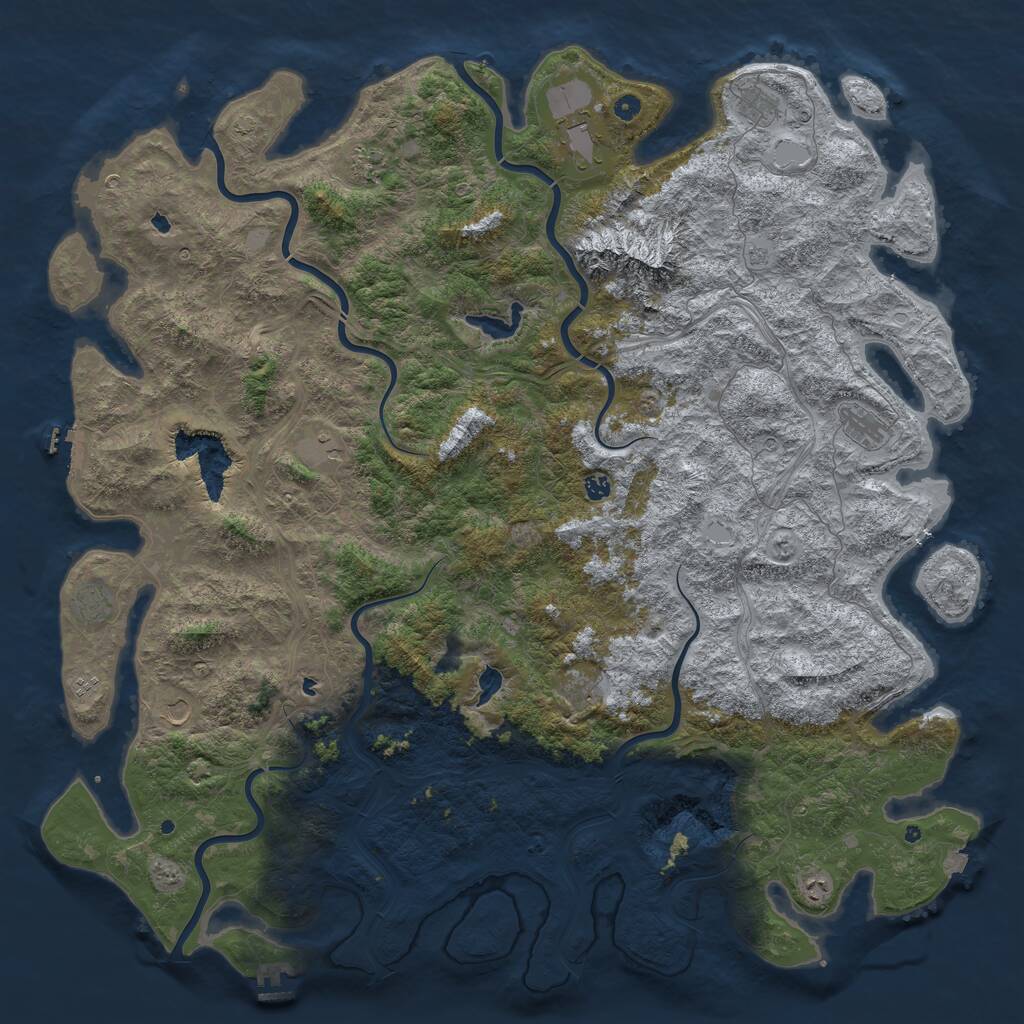 Rust Map: Procedural Map, Size: 6000, Seed: 57923457, 17 Monuments