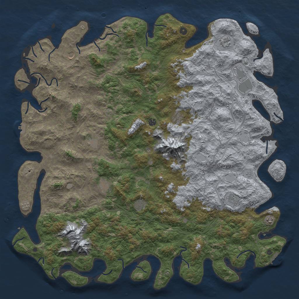 Rust Map: Procedural Map, Size: 6000, Seed: 57923457, 20 Monuments