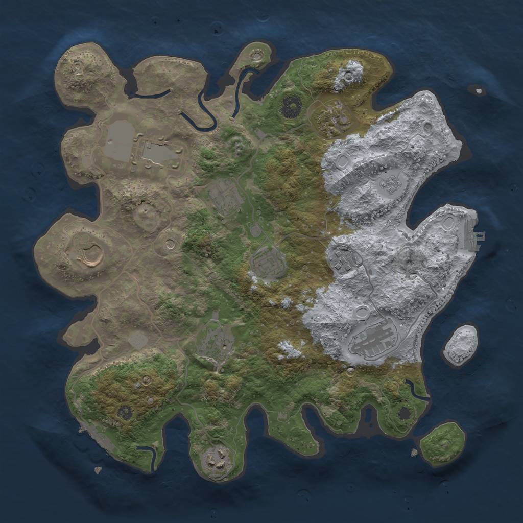 Rust Map: Procedural Map, Size: 3500, Seed: 512741161, 18 Monuments
