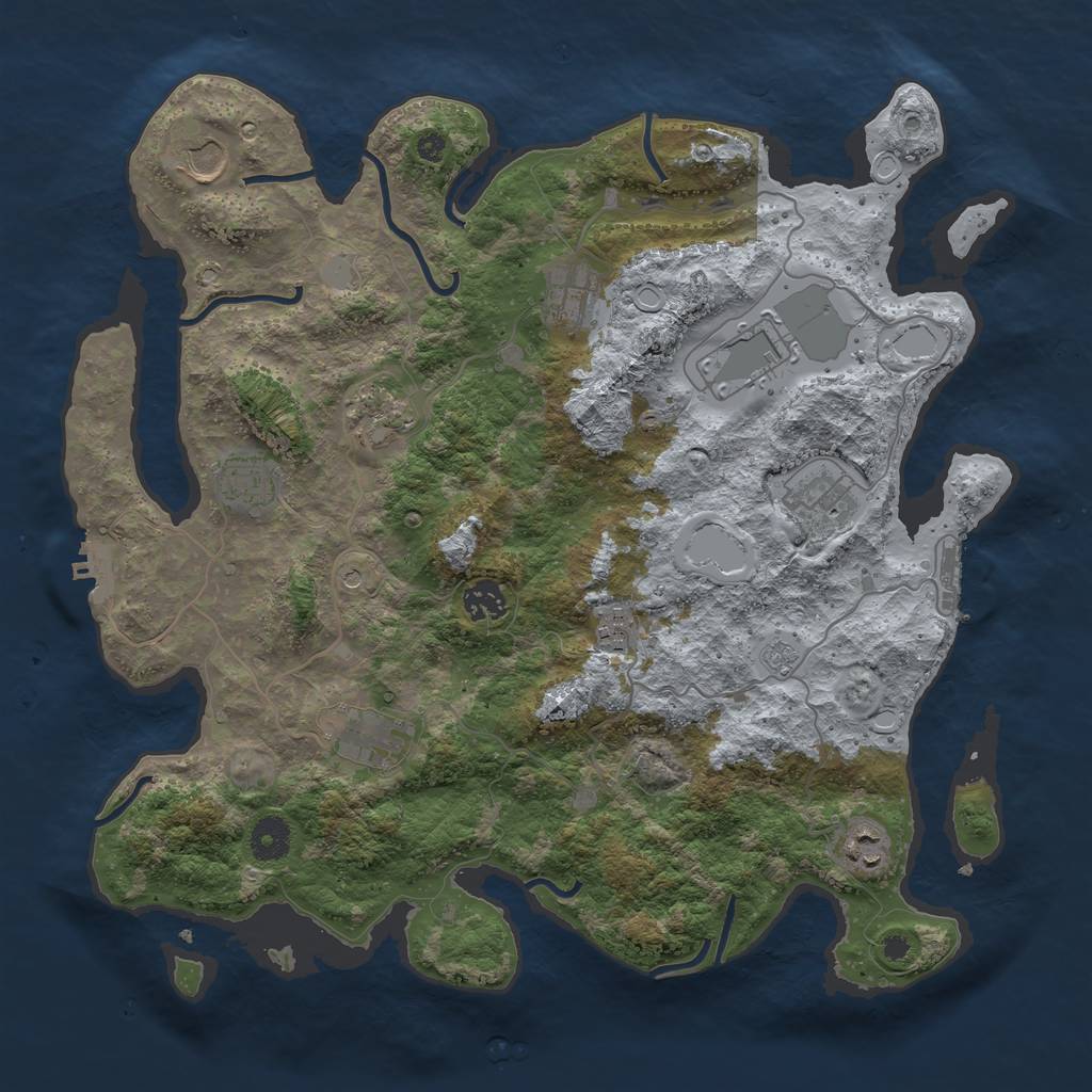 Rust Map: Procedural Map, Size: 3850, Seed: 25232657, 19 Monuments