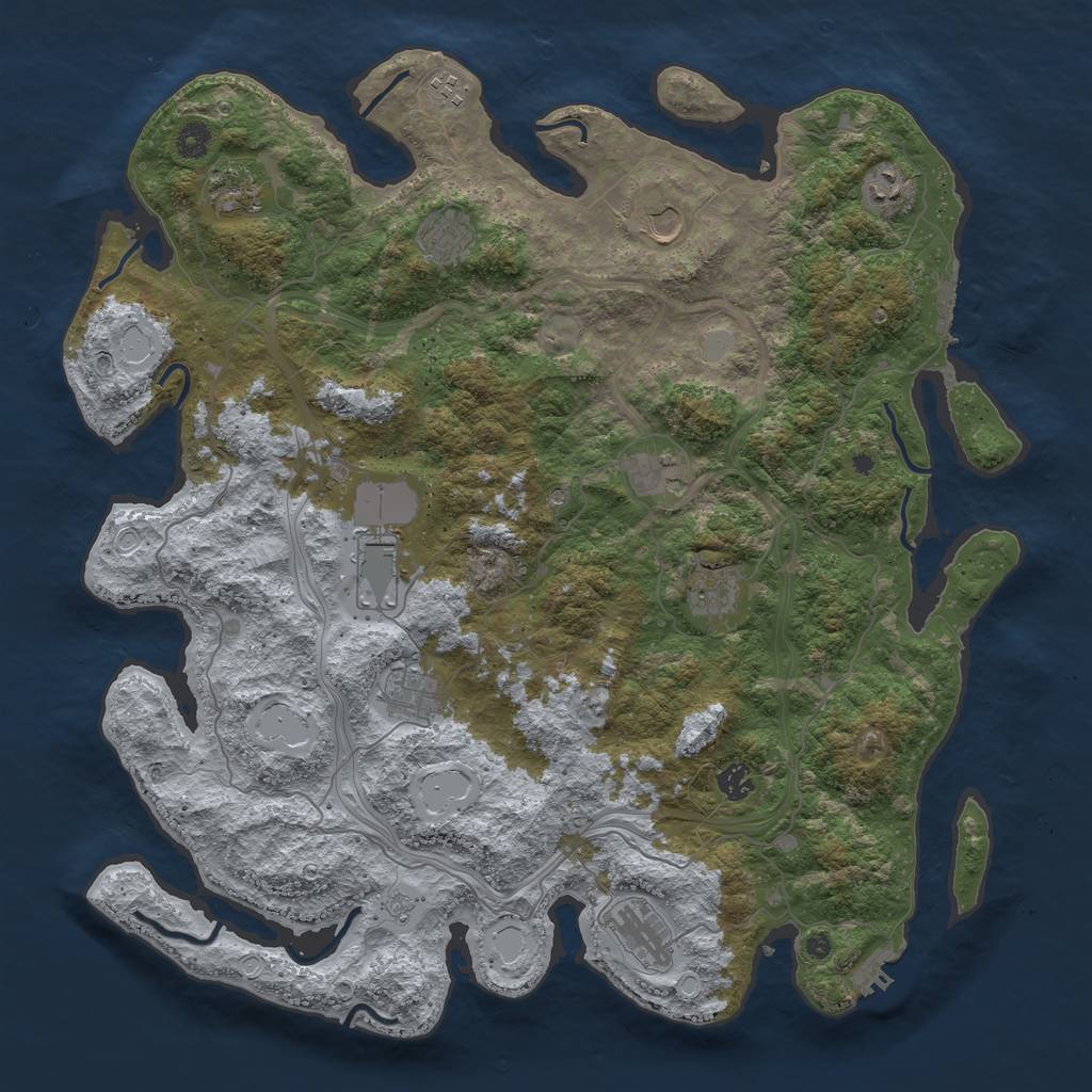 Rust Map: Procedural Map, Size: 4500, Seed: 1058112636, 20 Monuments