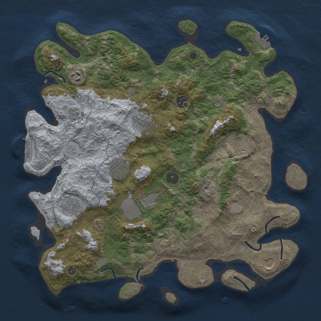 Rust Map: Procedural Map, Size: 4000, Seed: 1038685664, 19 Monuments