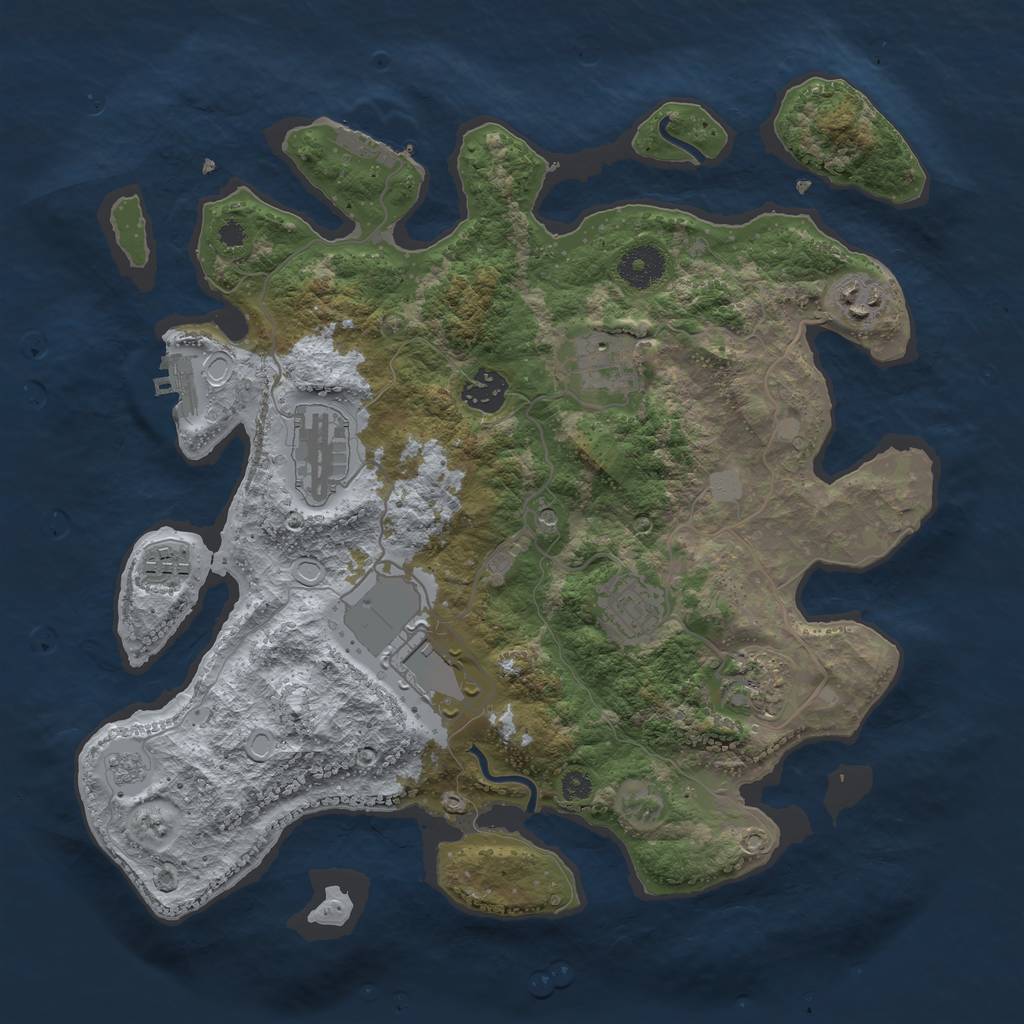Rust Map: Procedural Map, Size: 3500, Seed: 888159136, 17 Monuments