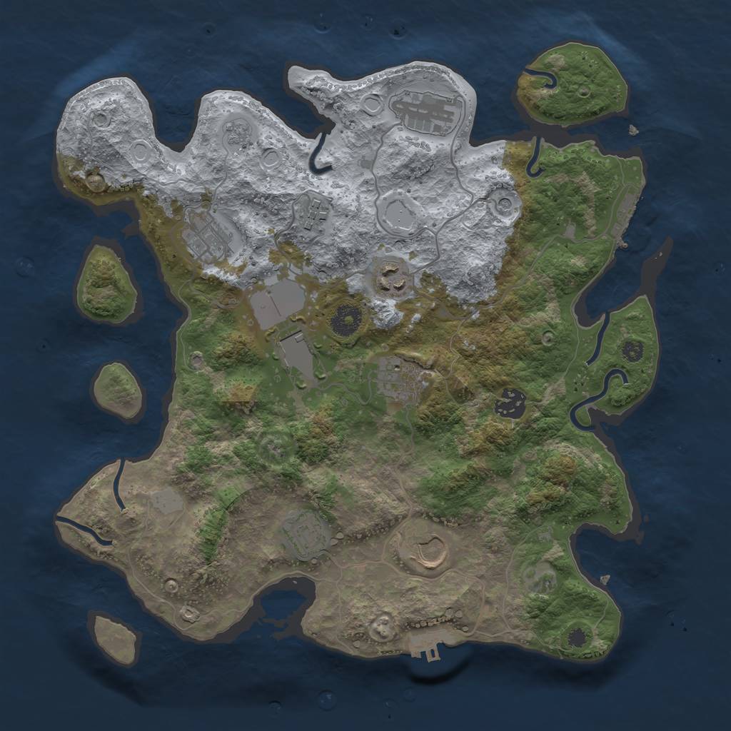 Rust Map: Procedural Map, Size: 3500, Seed: 424467043, 18 Monuments