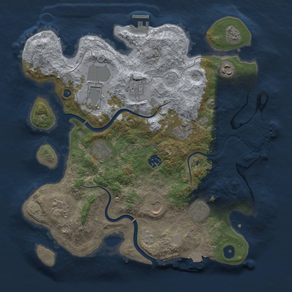 Rust Map: Procedural Map, Size: 3500, Seed: 424467043, 16 Monuments