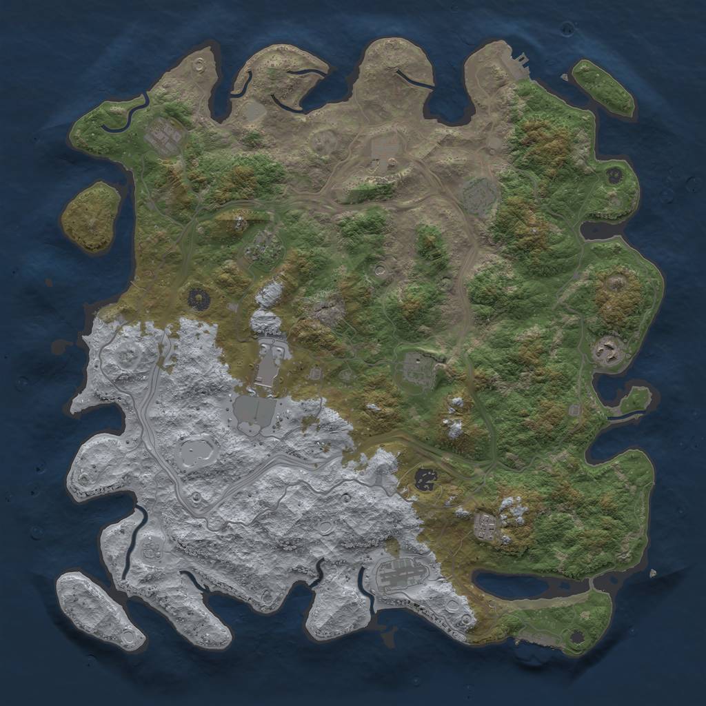 Rust Map: Procedural Map, Size: 4550, Seed: 1121, 19 Monuments