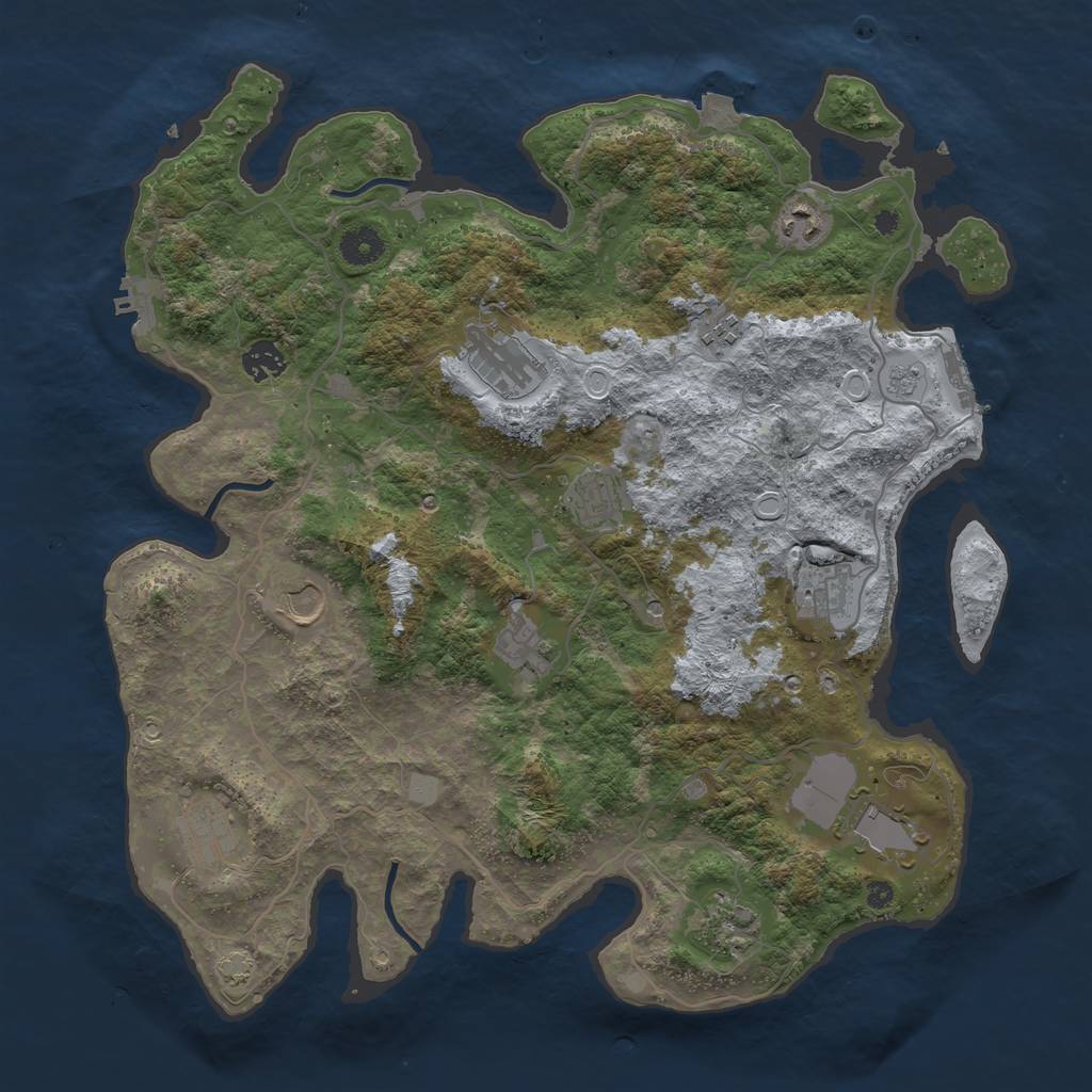 Rust Map: Procedural Map, Size: 4000, Seed: 431256, 19 Monuments