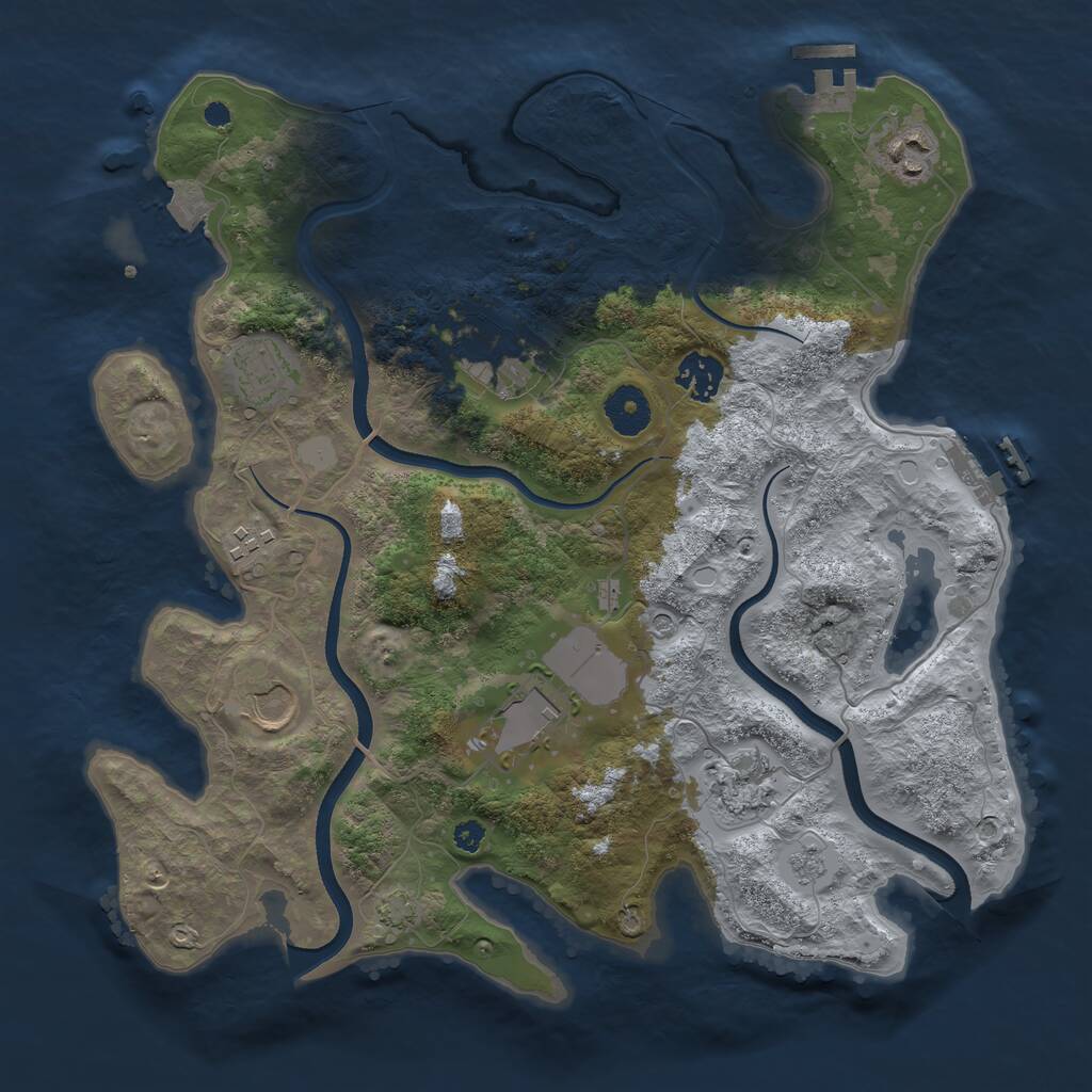 Rust Map: Procedural Map, Size: 3500, Seed: 4801823, 14 Monuments