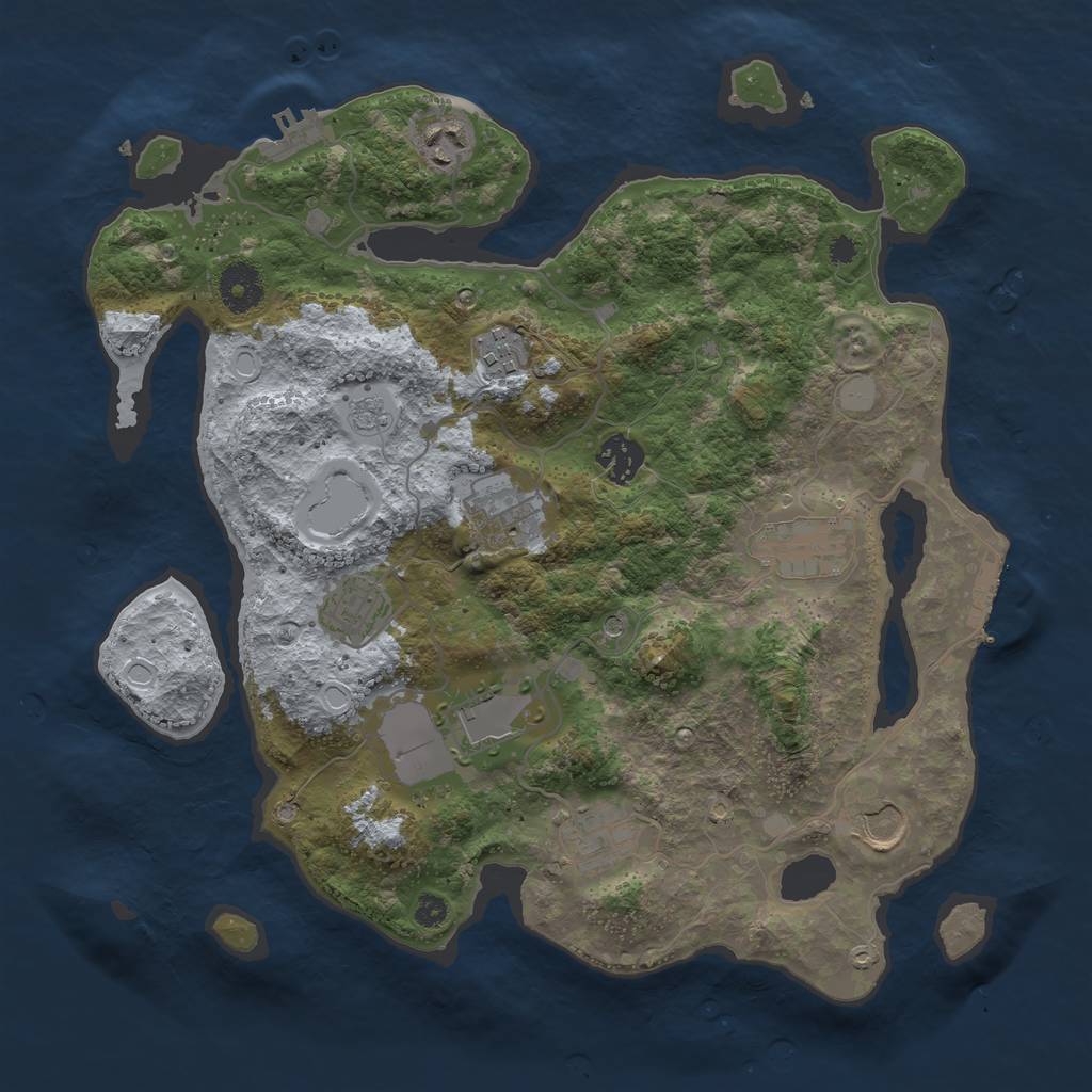 Rust Map: Procedural Map, Size: 3500, Seed: 113243, 18 Monuments