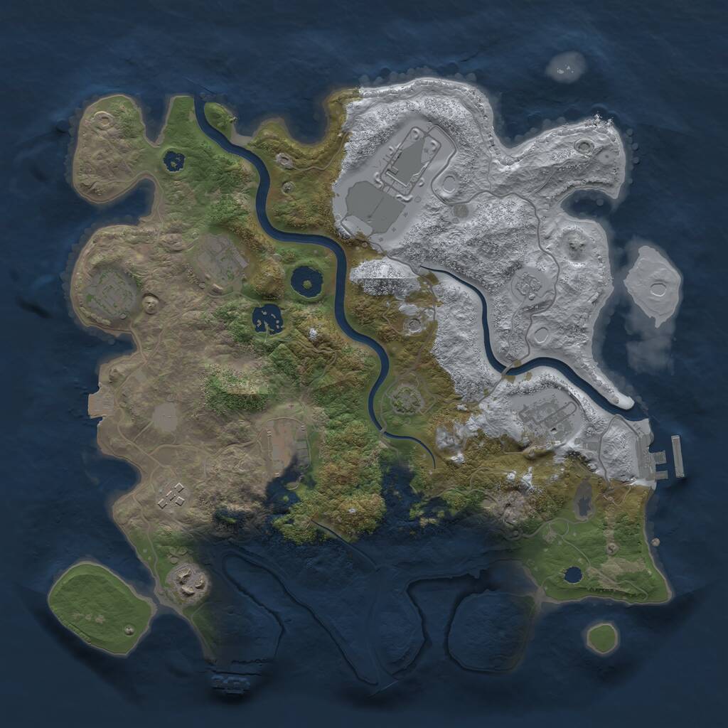 Rust Map: Procedural Map, Size: 3500, Seed: 535325, 14 Monuments