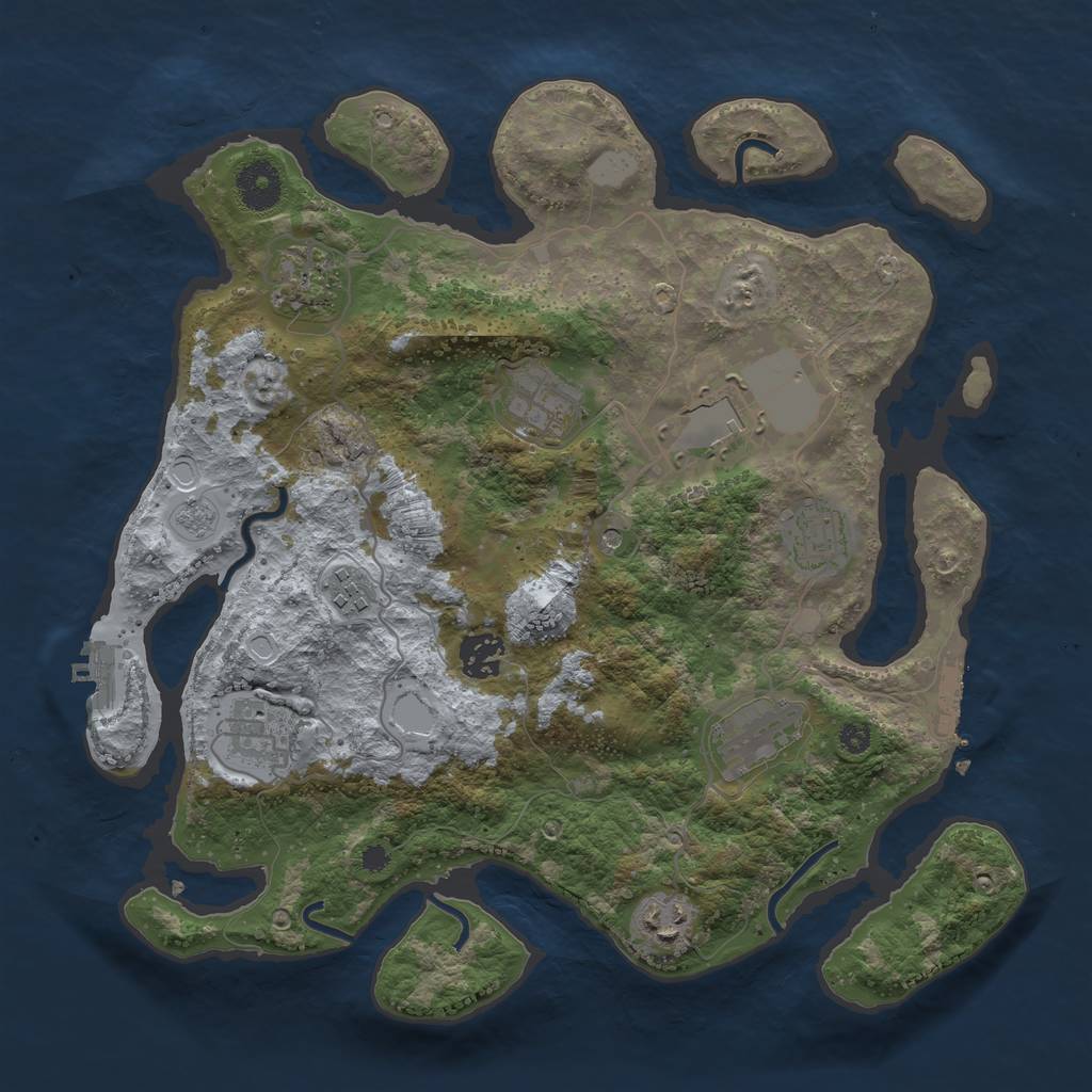 Rust Map: Procedural Map, Size: 3500, Seed: 243685424, 18 Monuments