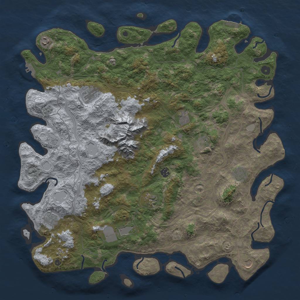 Rust Map: Procedural Map, Size: 5000, Seed: 1038685664, 20 Monuments