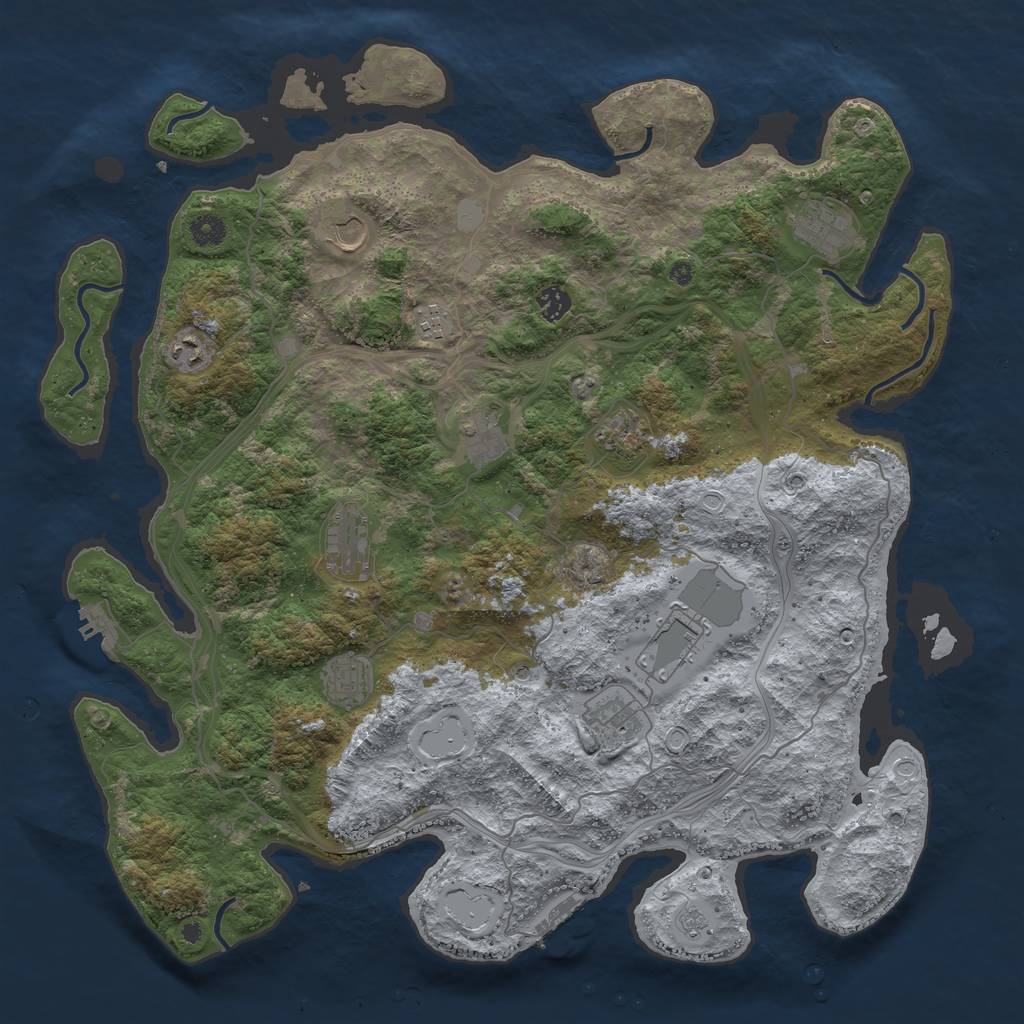 Rust Map: Procedural Map, Size: 4500, Seed: 2030550892, 20 Monuments