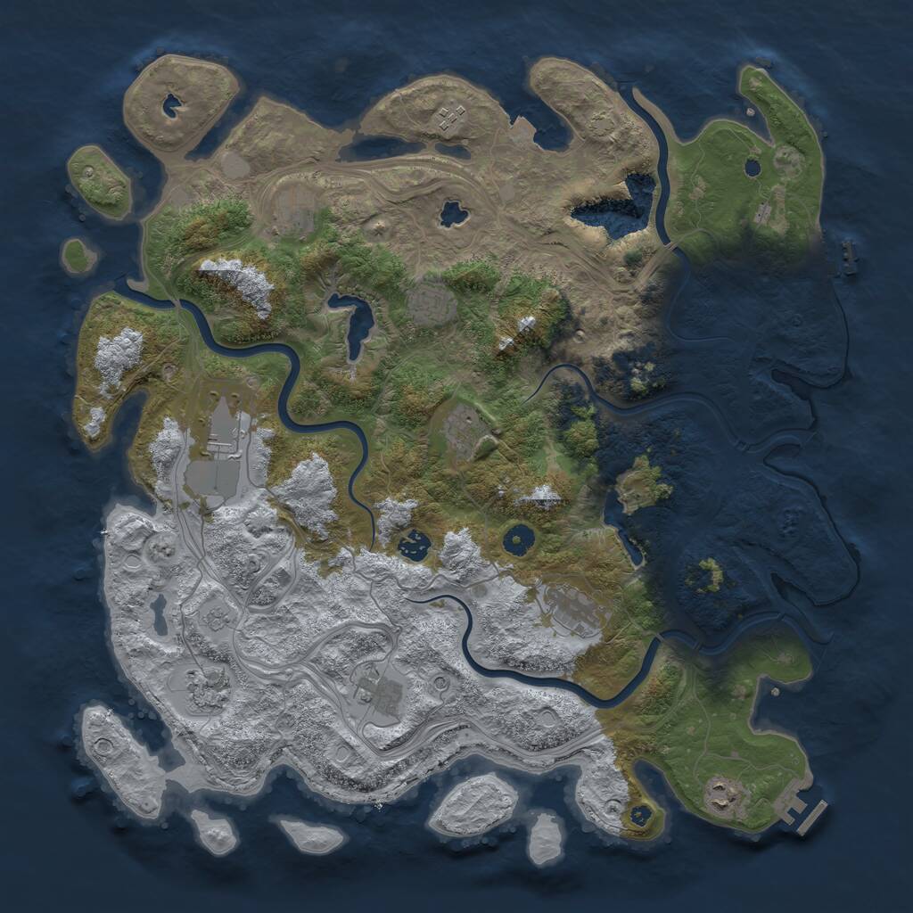 Rust Map: Procedural Map, Size: 4500, Seed: 1034737778, 16 Monuments